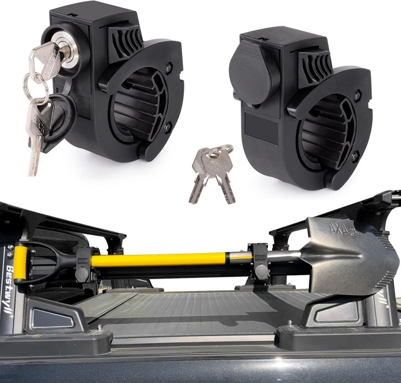 Z8 Shovel Holder Rubber Grip Mount Kit with lock Fits 0.79"-1.79" Diameter Tools Handles Quick-Release for Off-road Vehicle Roof Rack Molle Panels SUV Trucks UTV ATV M6 Nut - Image 1